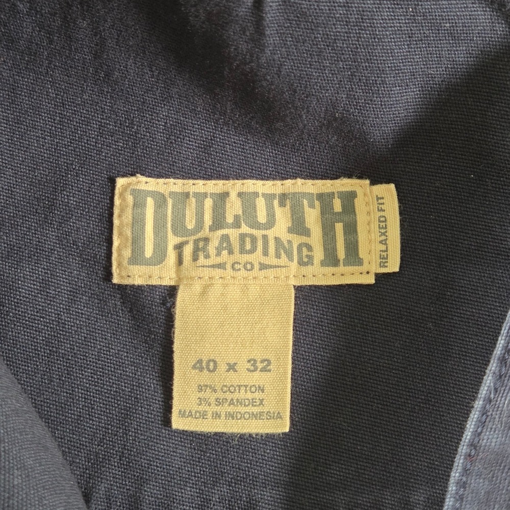 Duluth Trading Co Pants Mens 38x32 Navy Canvas Flex Fire Hose Workwear Straight - Picture 5 of 7